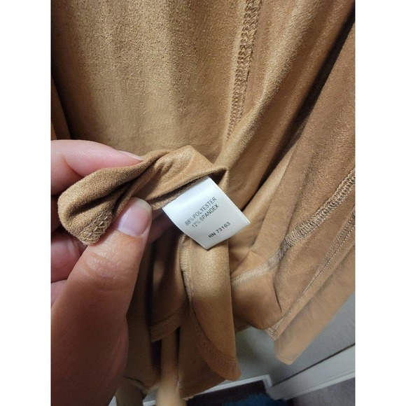 Melissa Paige Faux Suede Open Front Sleeveless Overpiece Brown Size Medium - Picture 3 of 6